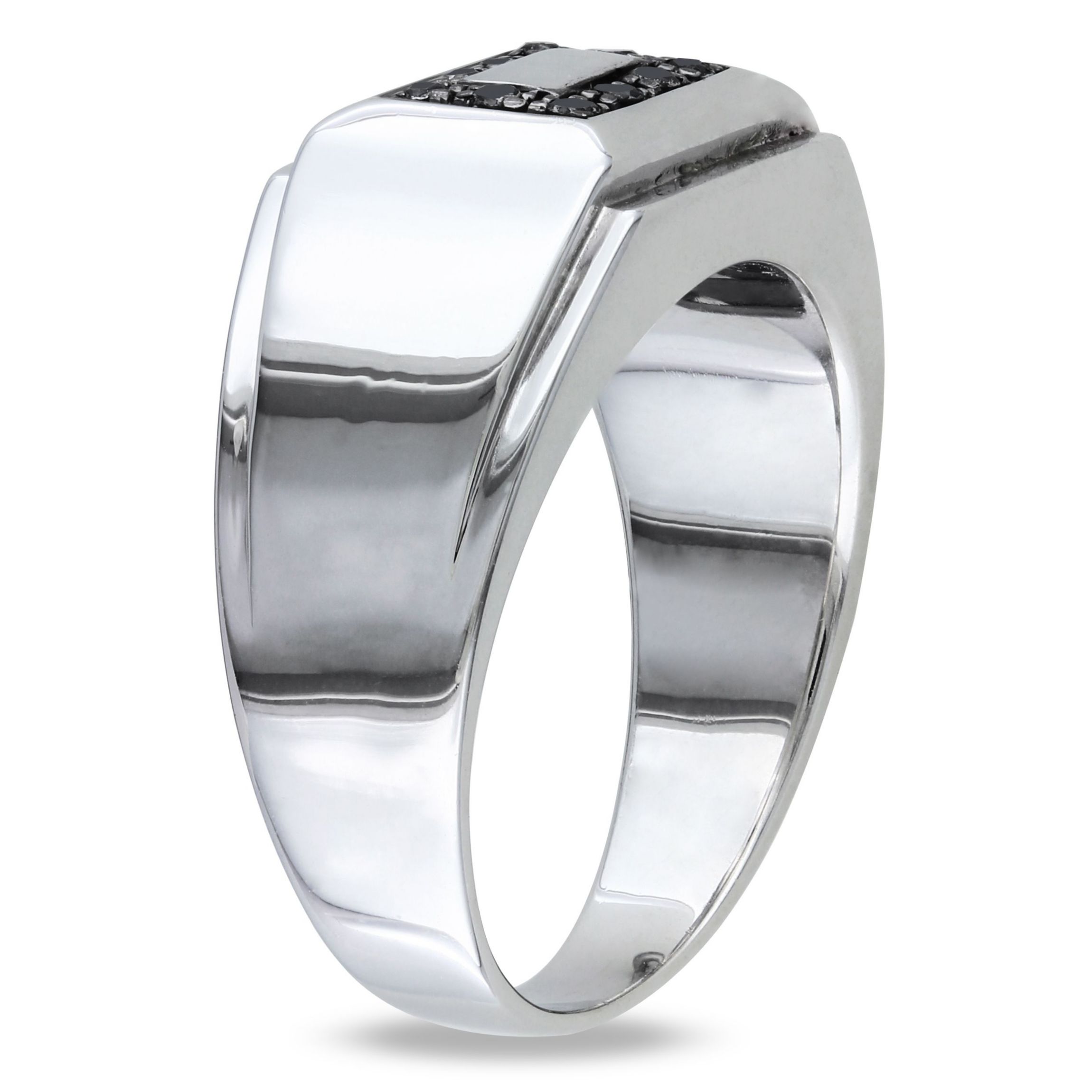 1/10 ct. t.w. Black Diamond Mens Ring in Sterling Silver with Black Rhodium Plated