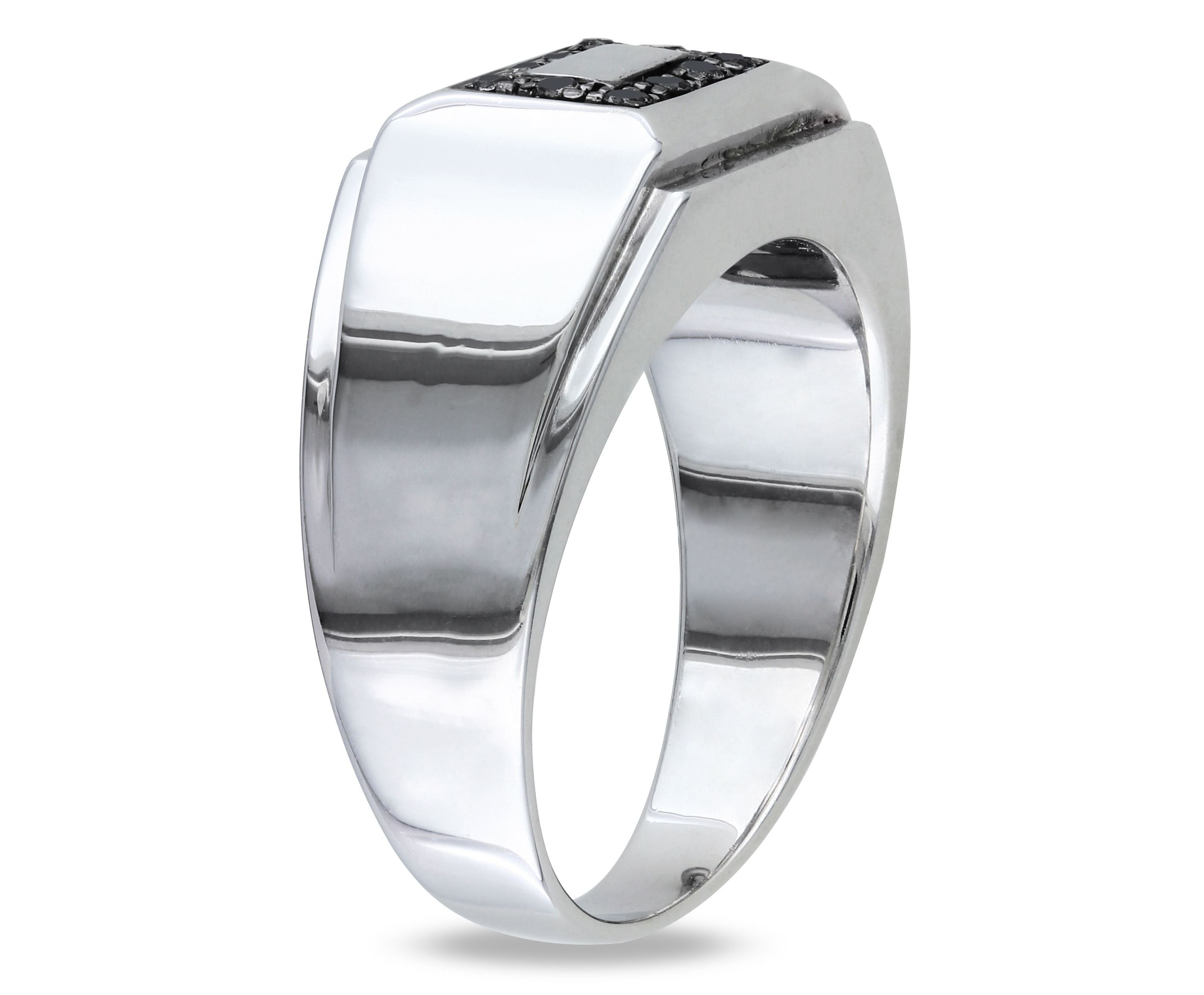 1/10 ct. t.w. Black Diamond Mens Ring in Sterling Silver with Black Rhodium Plated