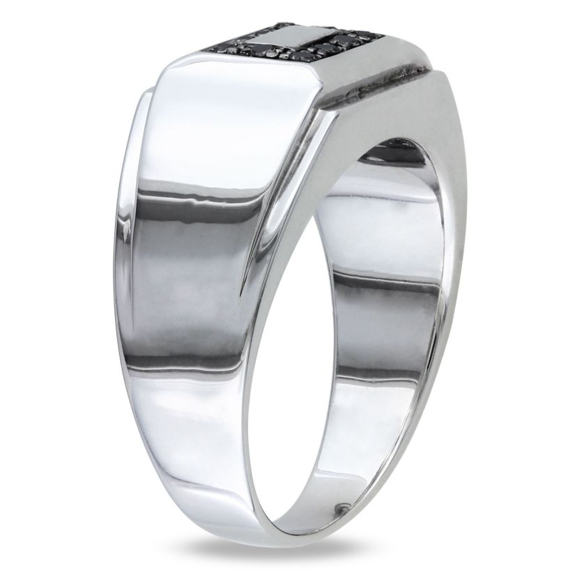 1/10 ct. t.w. Black Diamond Mens Ring in Sterling Silver with Black Rhodium Plated