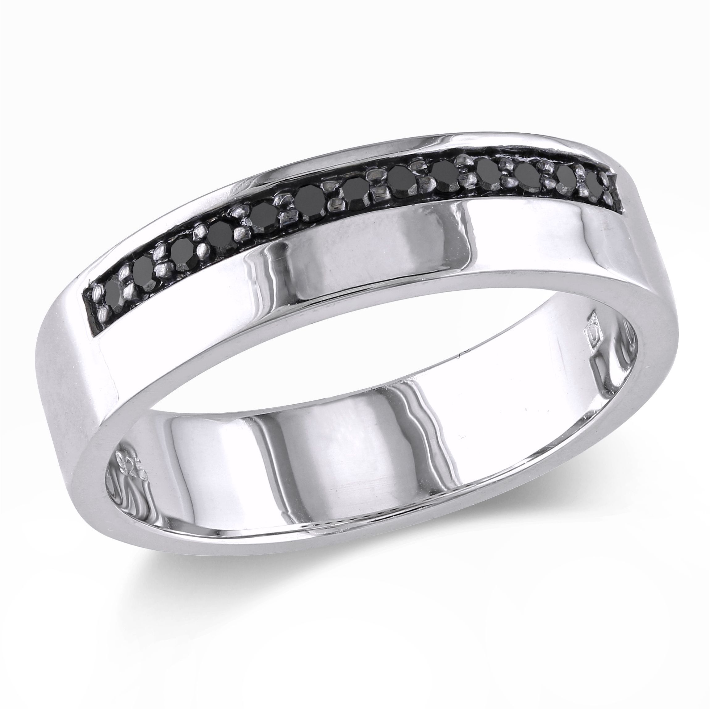 1/5 ct. t.w. Black Diamond Mens Ring in Sterling Silver with Black Rhodium Plated