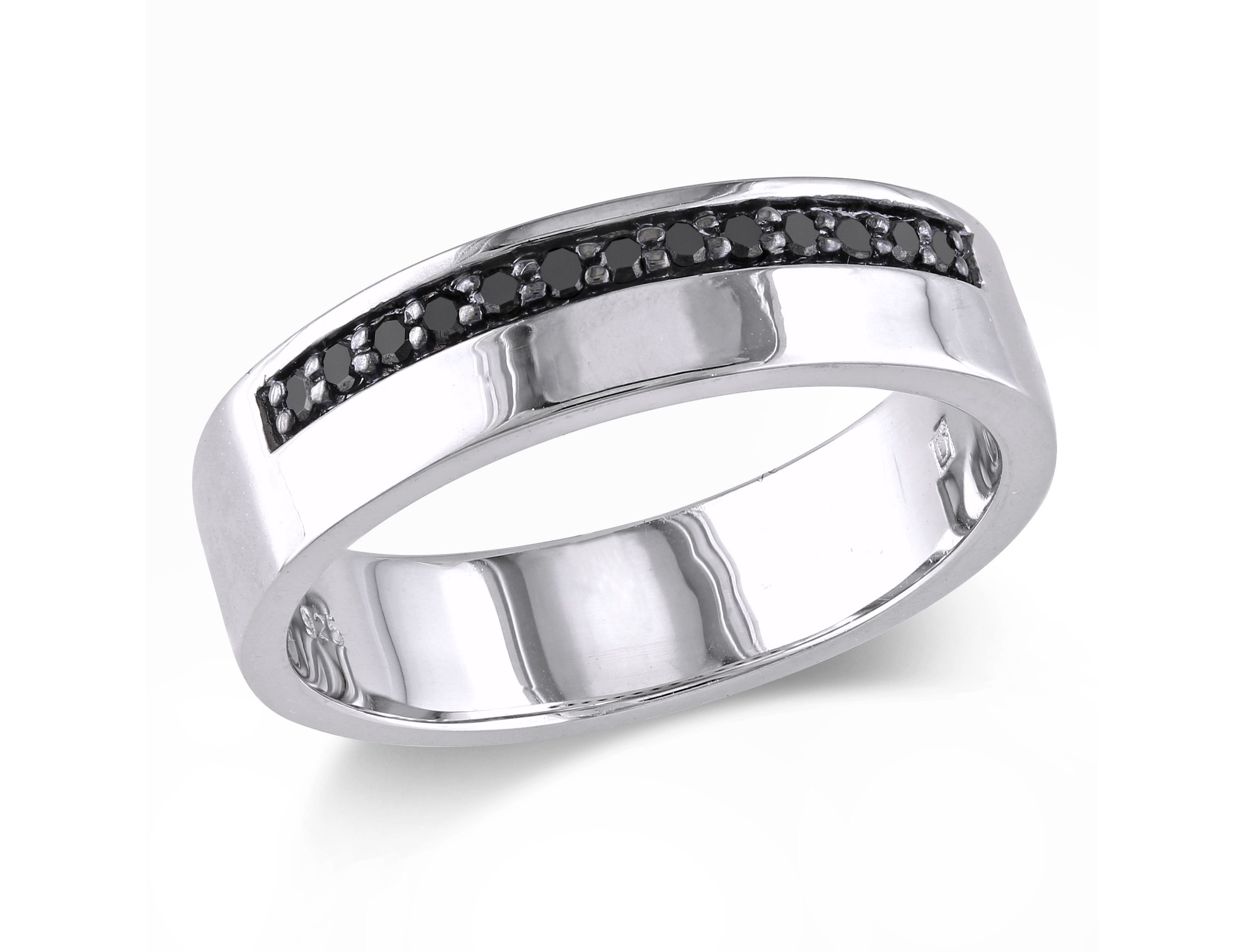 1/5 ct. t.w. Black Diamond Mens Ring in Sterling Silver with Black Rhodium Plated