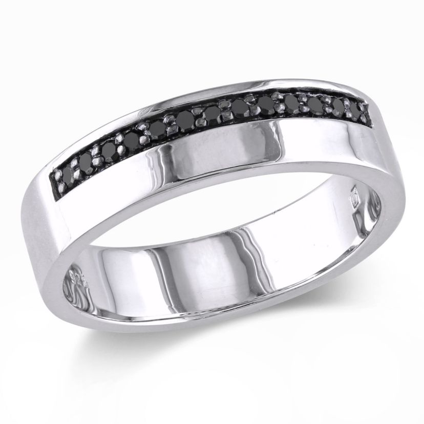 1/5 ct. t.w. Black Diamond Mens Ring in Sterling Silver with Black Rhodium Plated