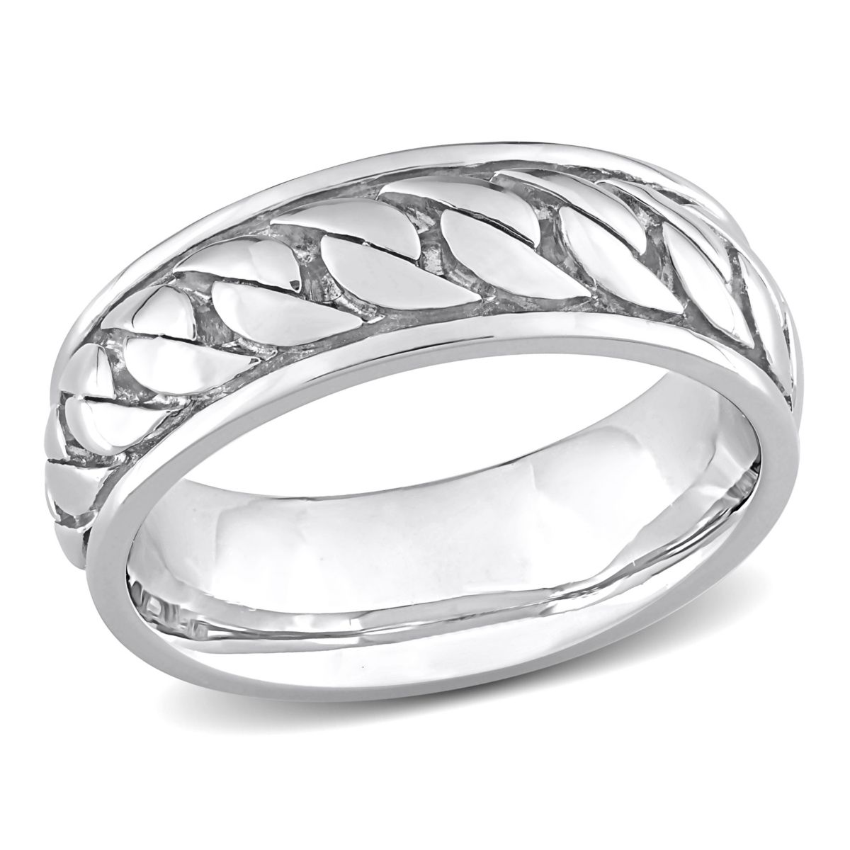 Ribbed Design Mens Ring in Sterling Silver