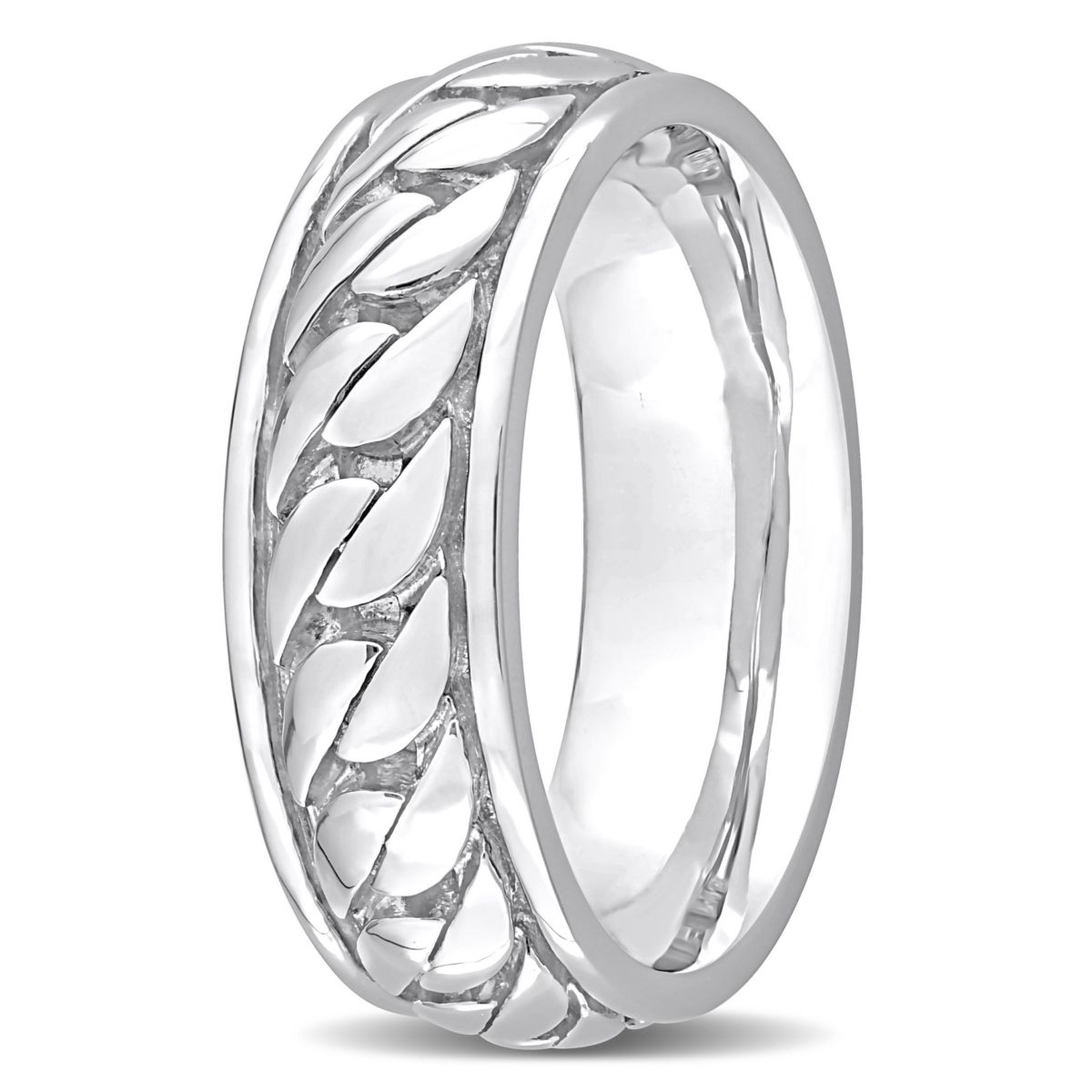Ribbed Design Mens Ring in Sterling Silver