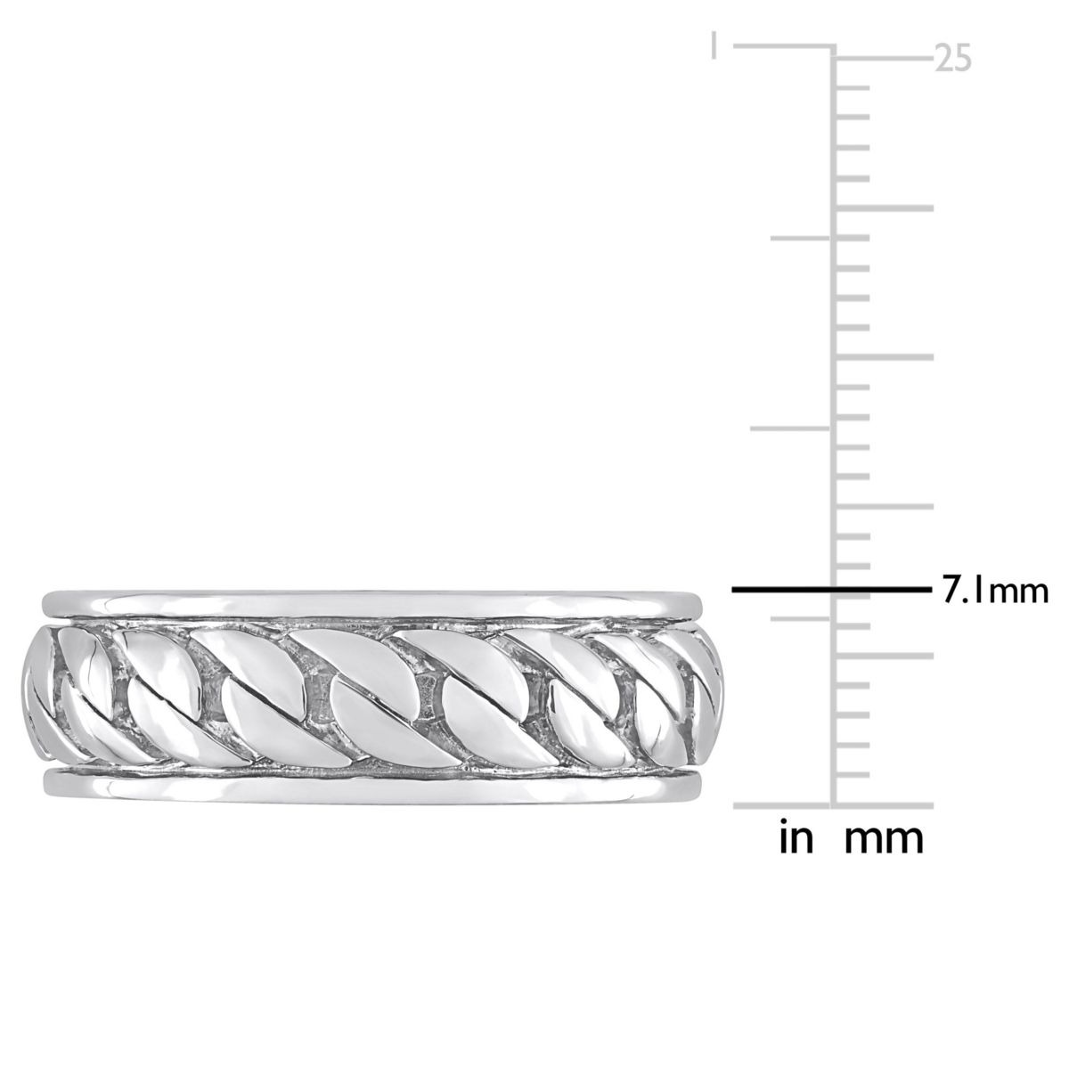 Ribbed Design Mens Ring in Sterling Silver