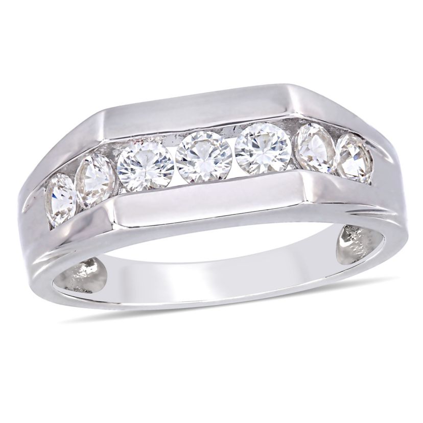 Lab Created Created White Sapphire Mens Ring in Sterling Silver
