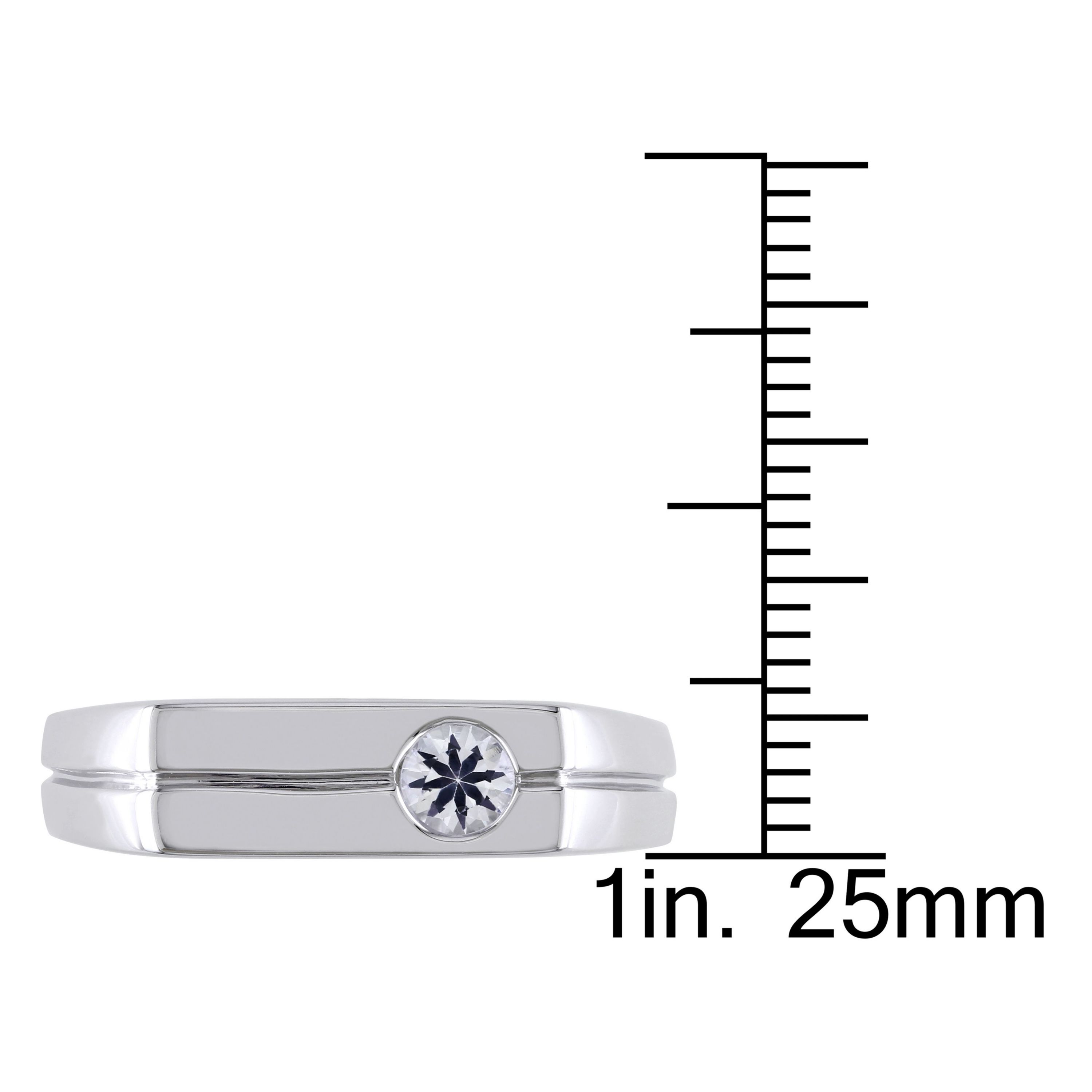 White Sapphire Mens Ring in Sterling Silver