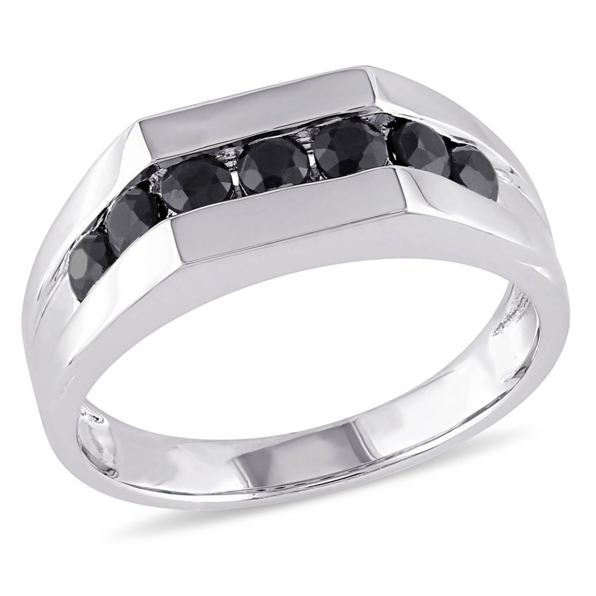 Black Sapphire Mens Ring in Sterling Silver