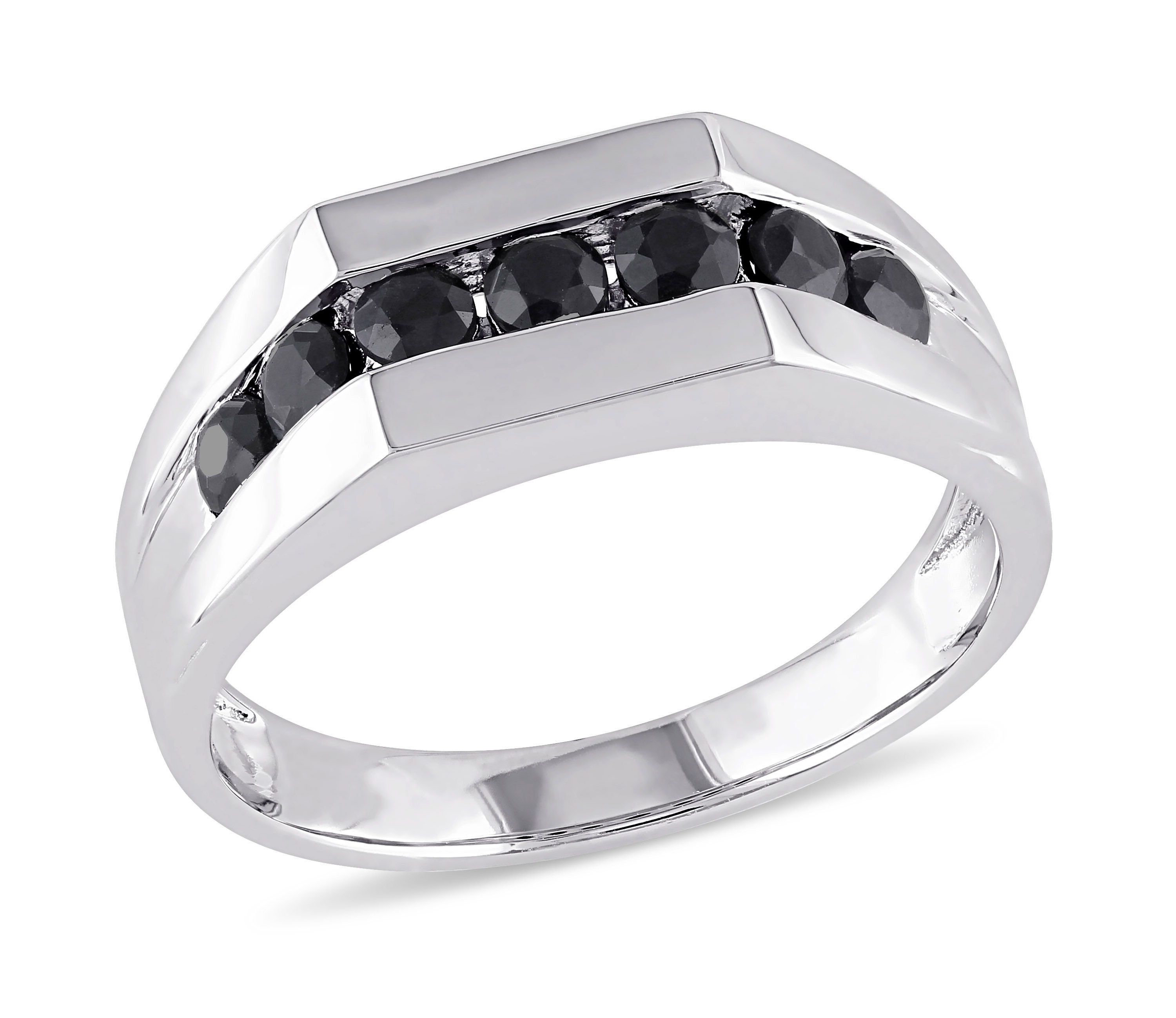 Black Sapphire Mens Ring in Sterling Silver