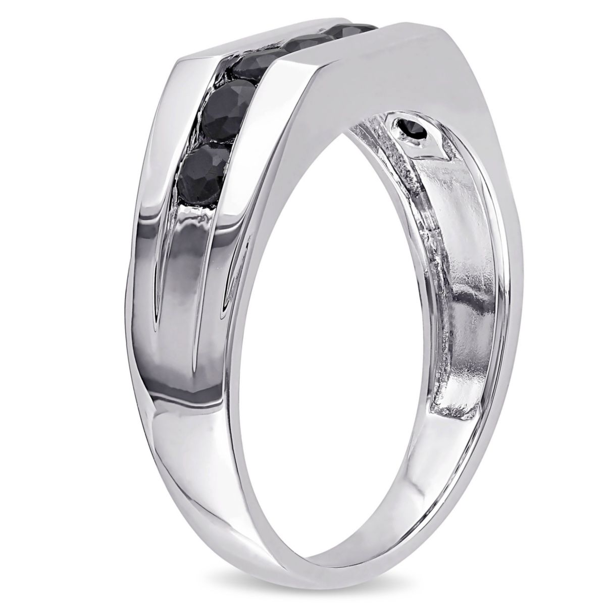 Black Sapphire Mens Ring in Sterling Silver