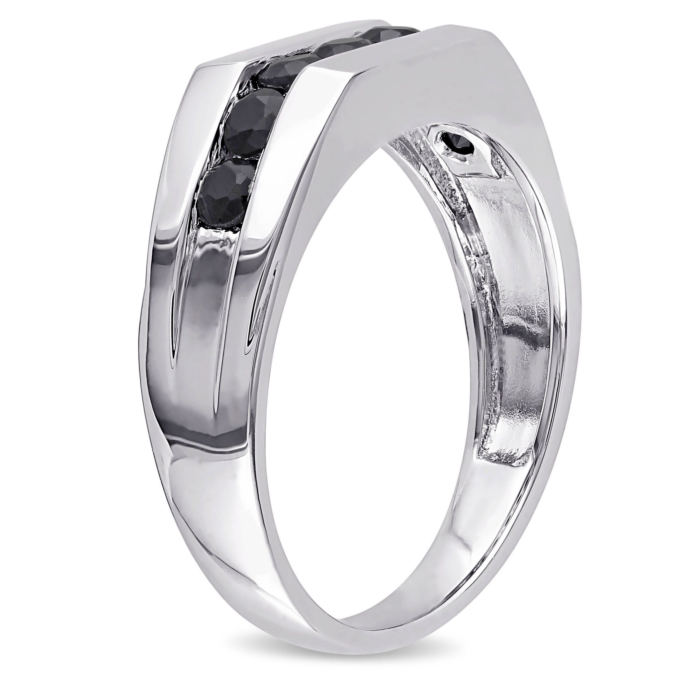 Black Sapphire Mens Ring in Sterling Silver