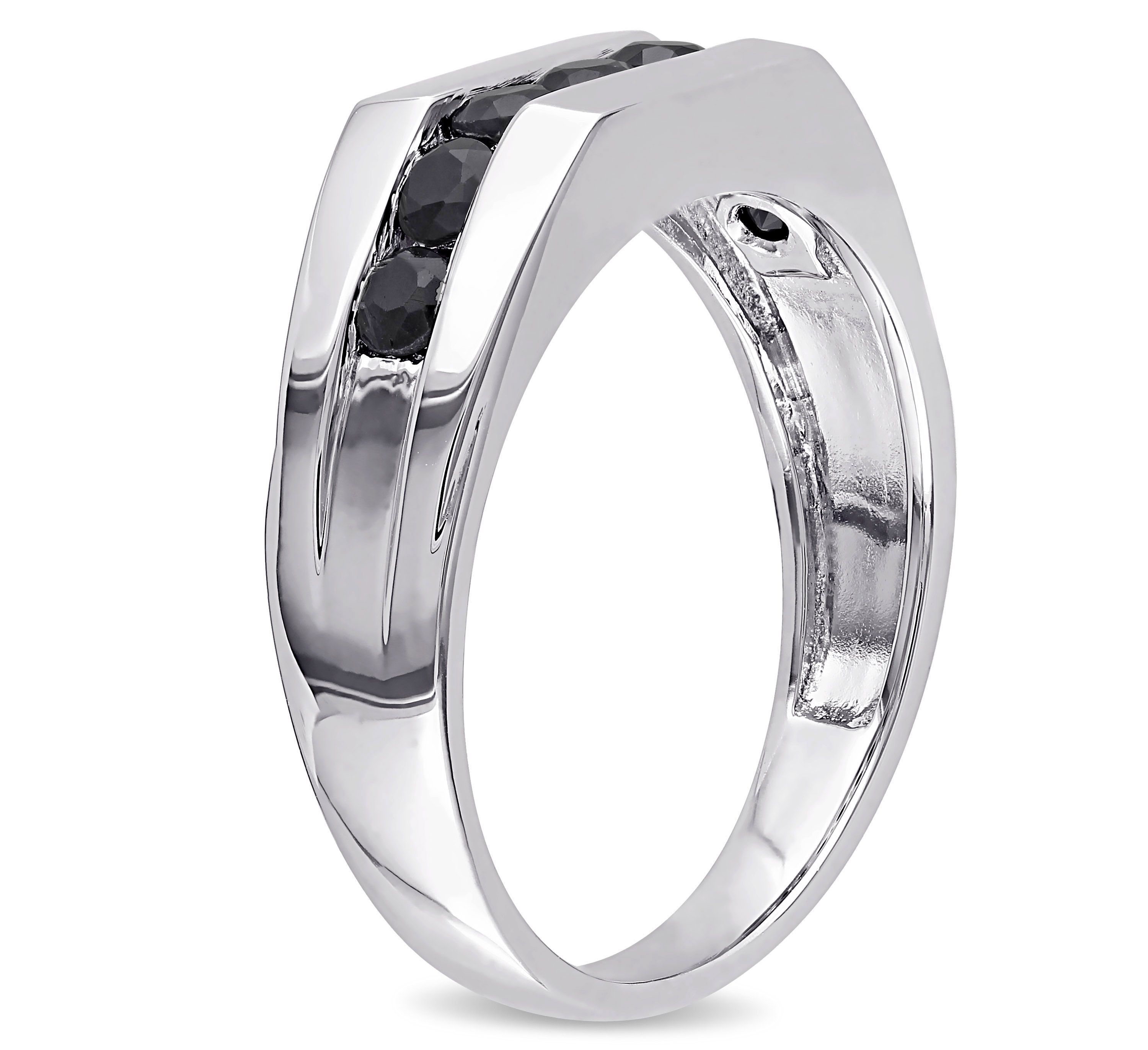 Black Sapphire Mens Ring in Sterling Silver