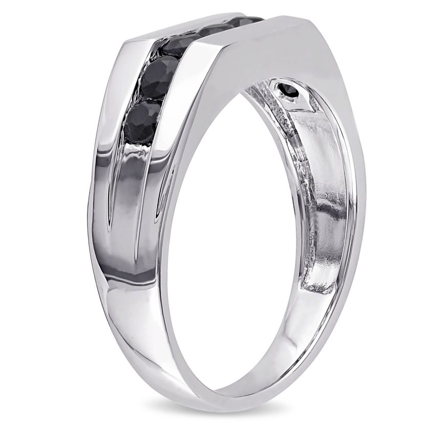Black Sapphire Mens Ring in Sterling Silver