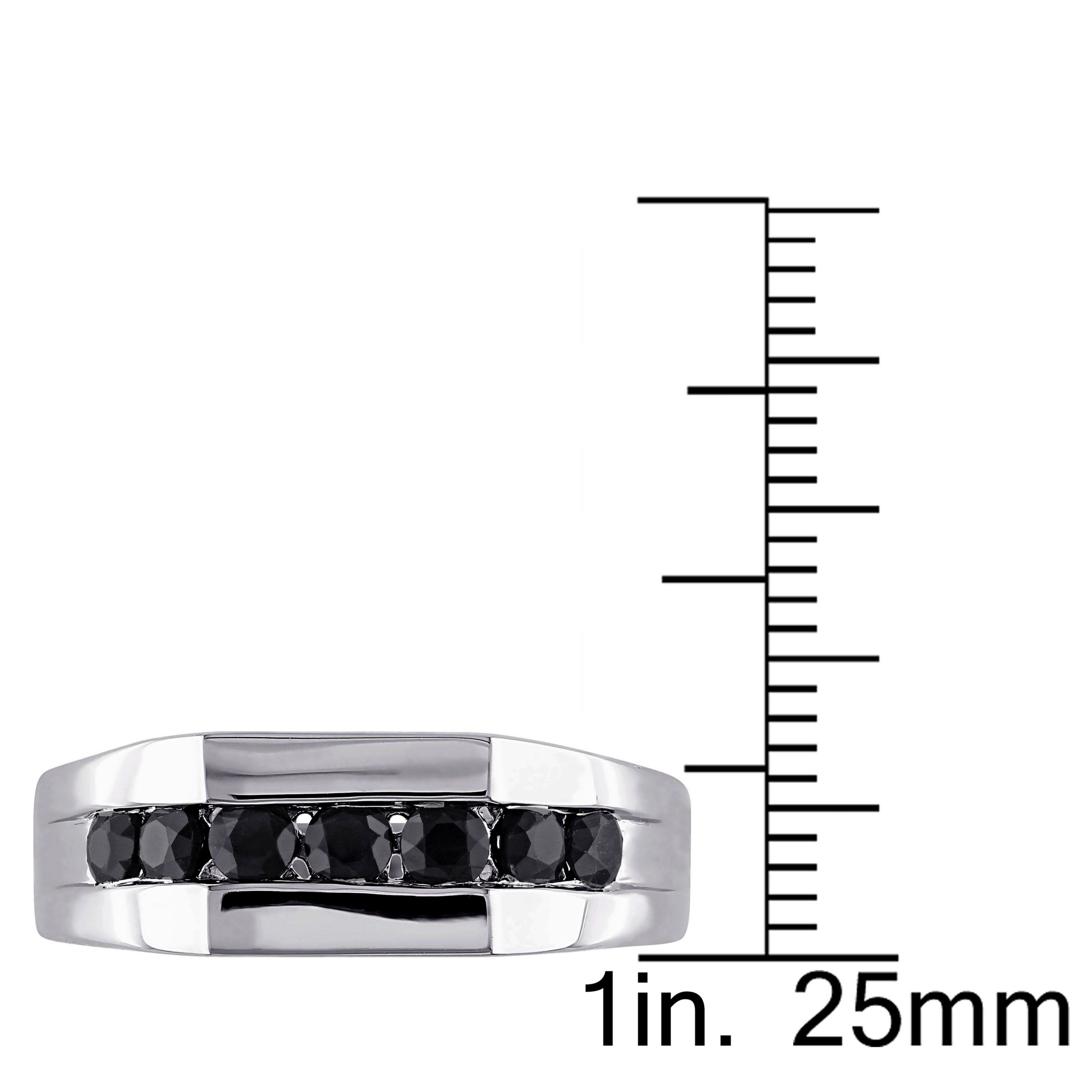 Black Sapphire Mens Ring in Sterling Silver