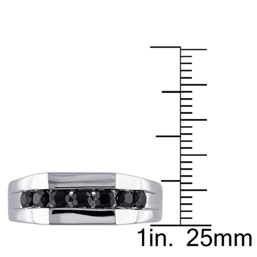 Black Sapphire Mens Ring in Sterling Silver