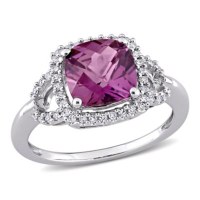 Belk & Co Simulated Alexandrite and 1/6 ct. t.w. Diamond Halo Ring in 10K White Gold, 4.5 -  0075000606132