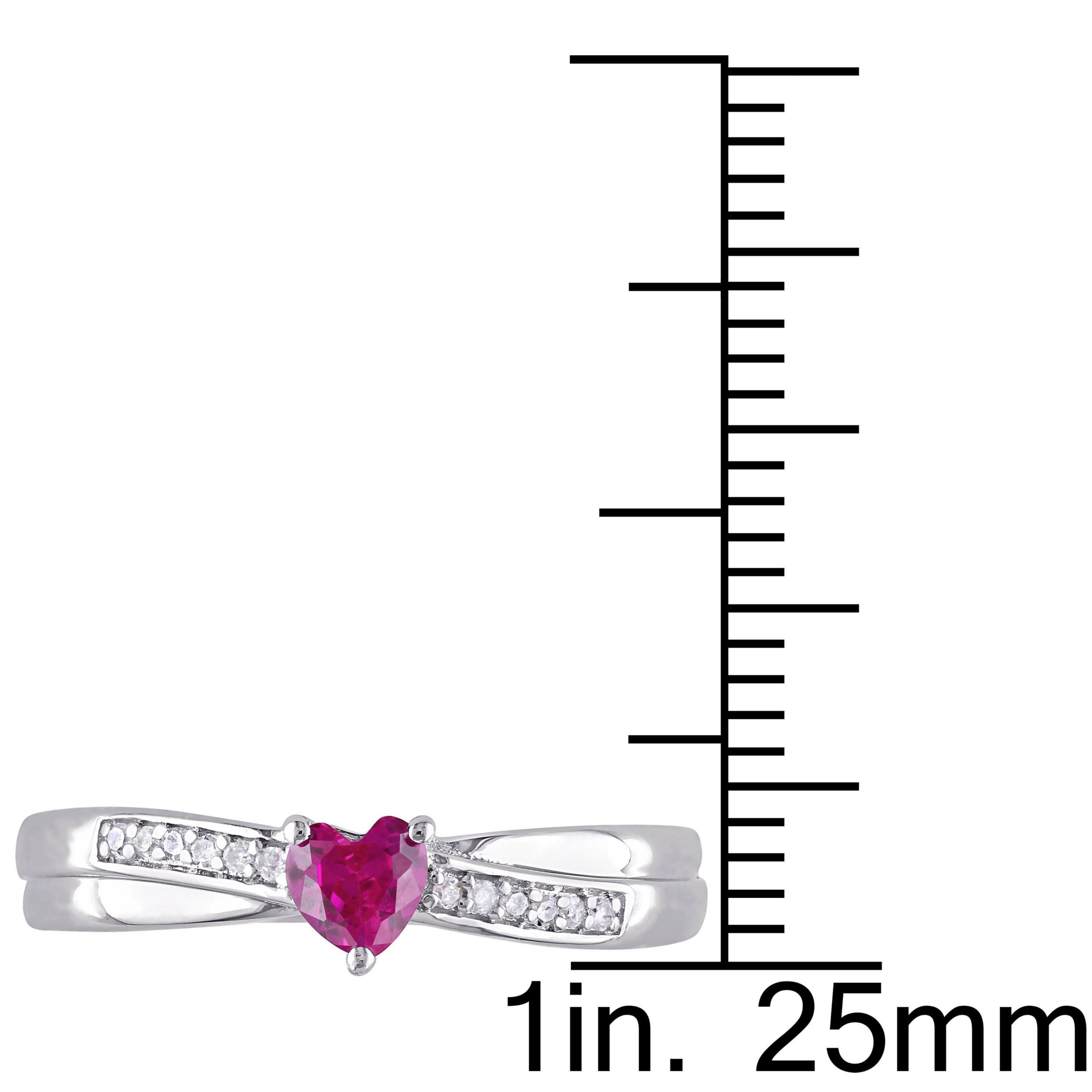 Lab Created Created Ruby and Diamond Accent Heart Ring in Sterling Silver