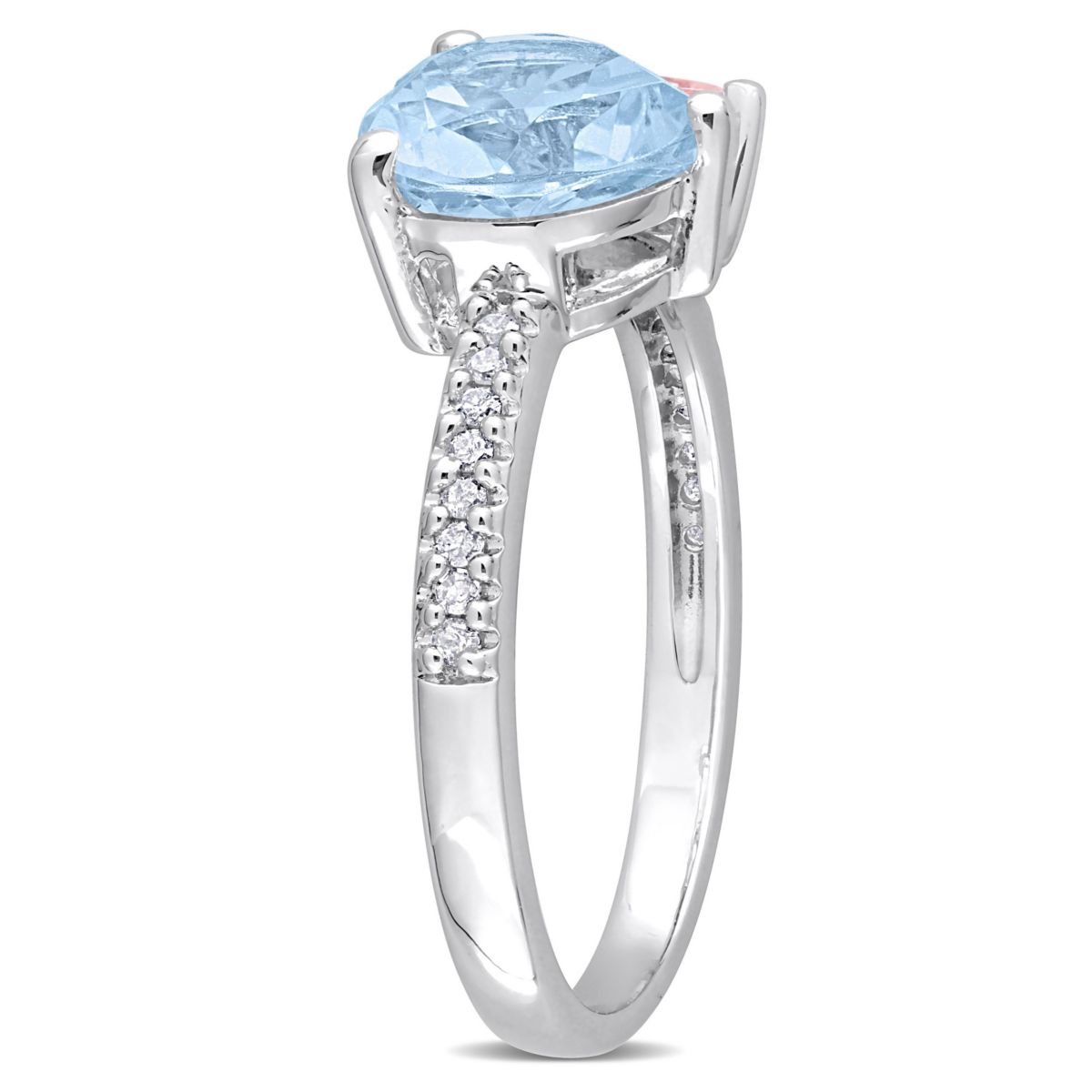 Sky-Blue Topaz, Morganite and 1/10 ct. t.w. Diamond "Toi et Moi" Ring in Sterling Silver