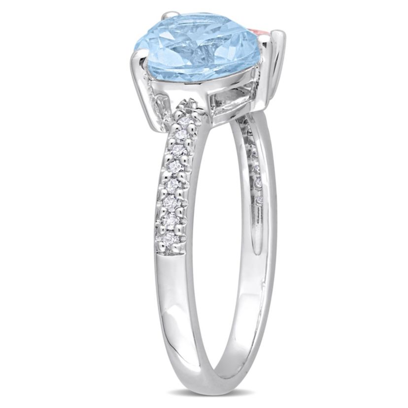 Sky-Blue Topaz, Morganite and 1/10 ct. t.w. Diamond "Toi et Moi" Ring in Sterling Silver