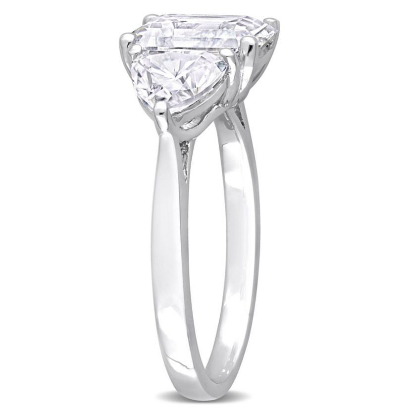Lab Created Created White Moissanite 3-Stone Ring in Sterling Silver