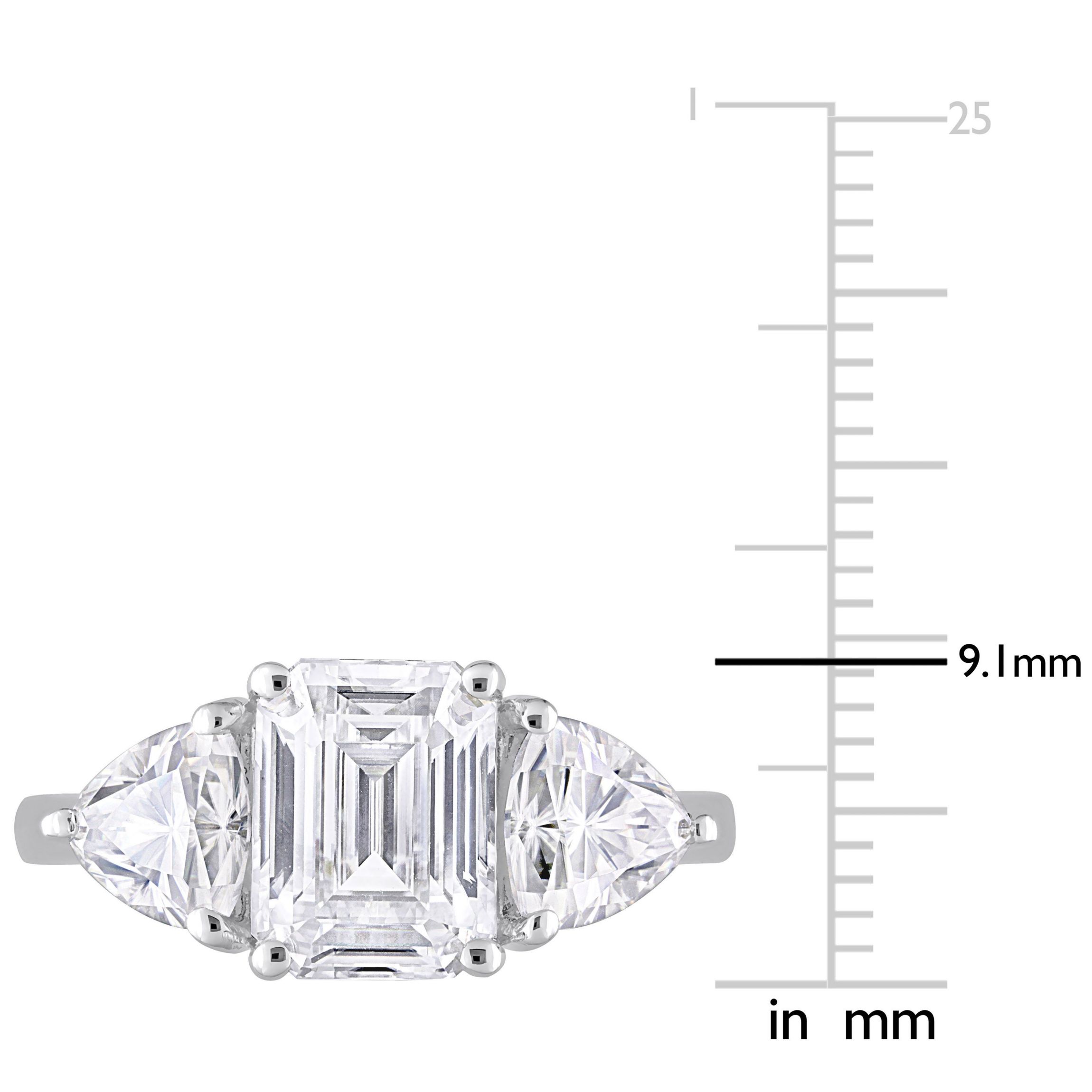 Lab Created Created White Moissanite 3-Stone Ring in Sterling Silver