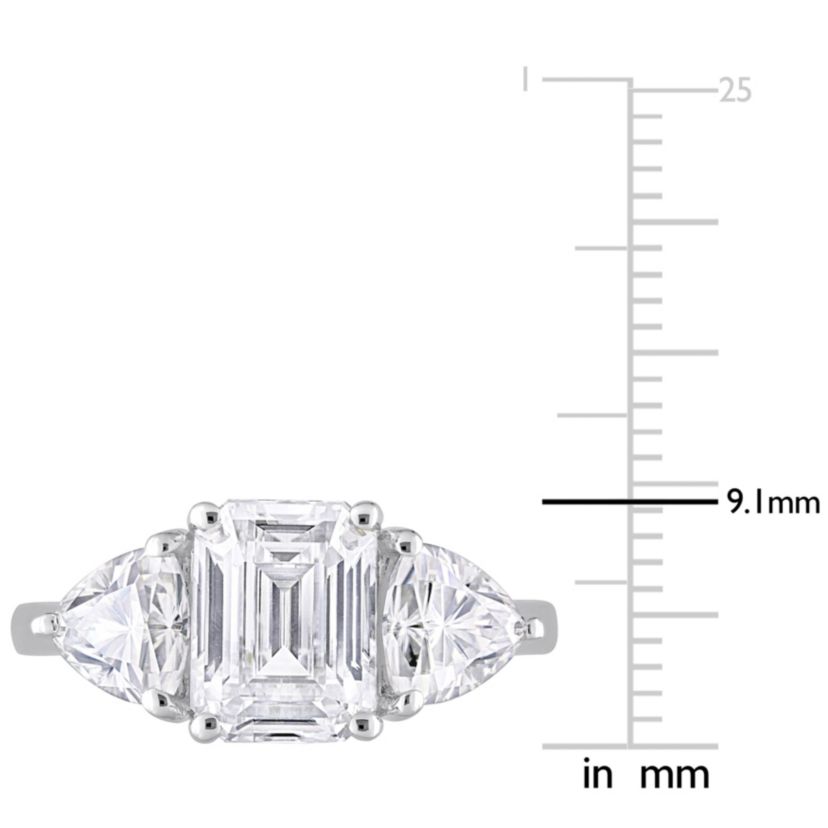 Lab Created Created White Moissanite 3-Stone Ring in Sterling Silver
