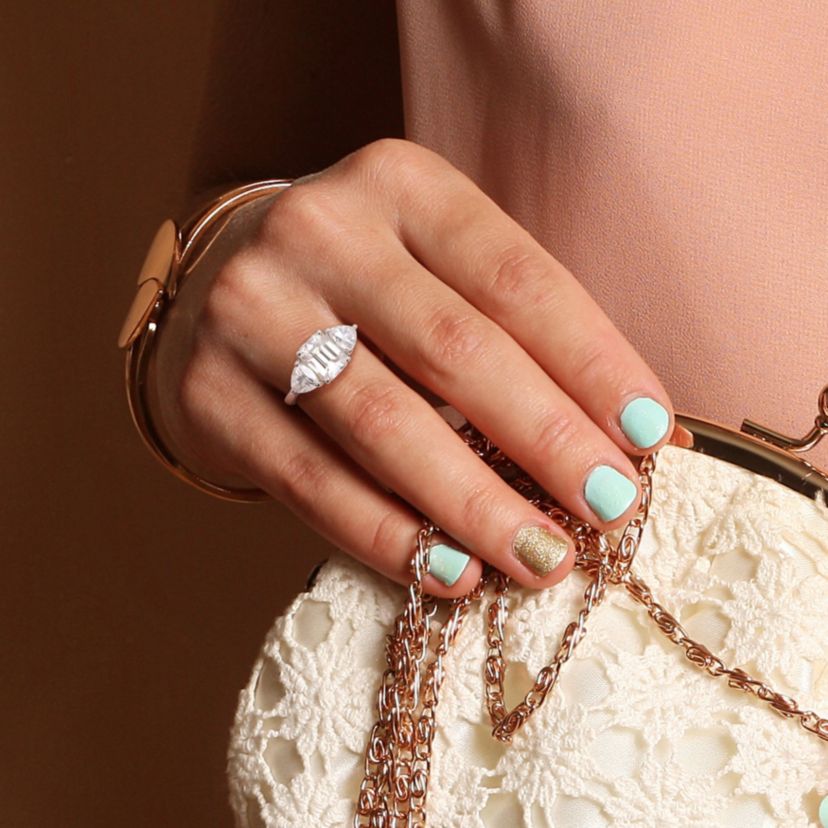 Lab Created Created White Moissanite 3-Stone Ring in Sterling Silver