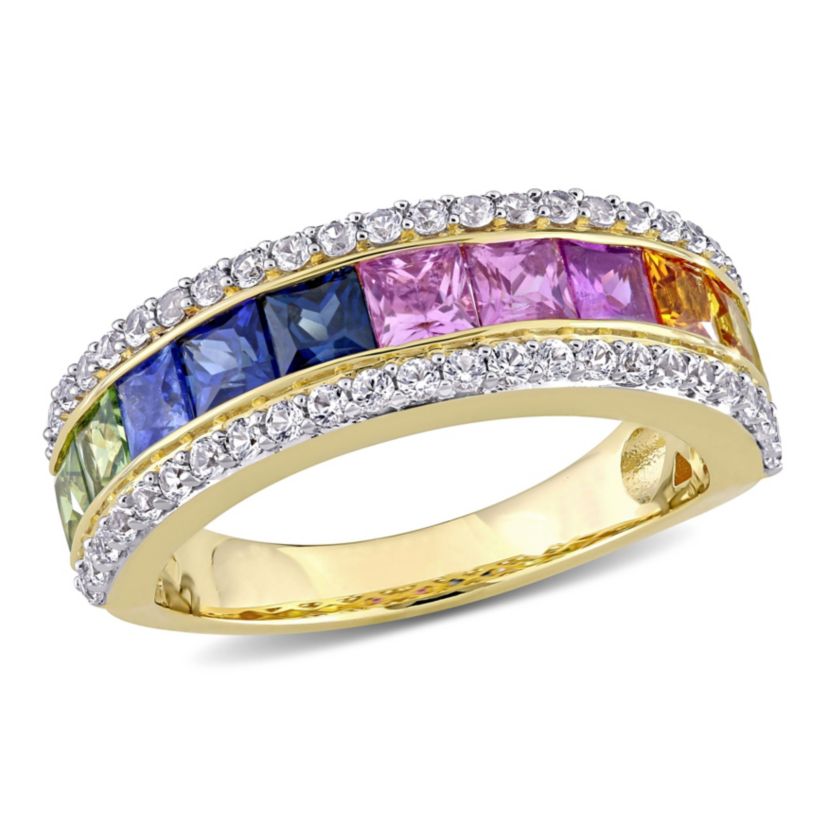 Multi-Color Sapphire Ring in 14K Yellow Gold