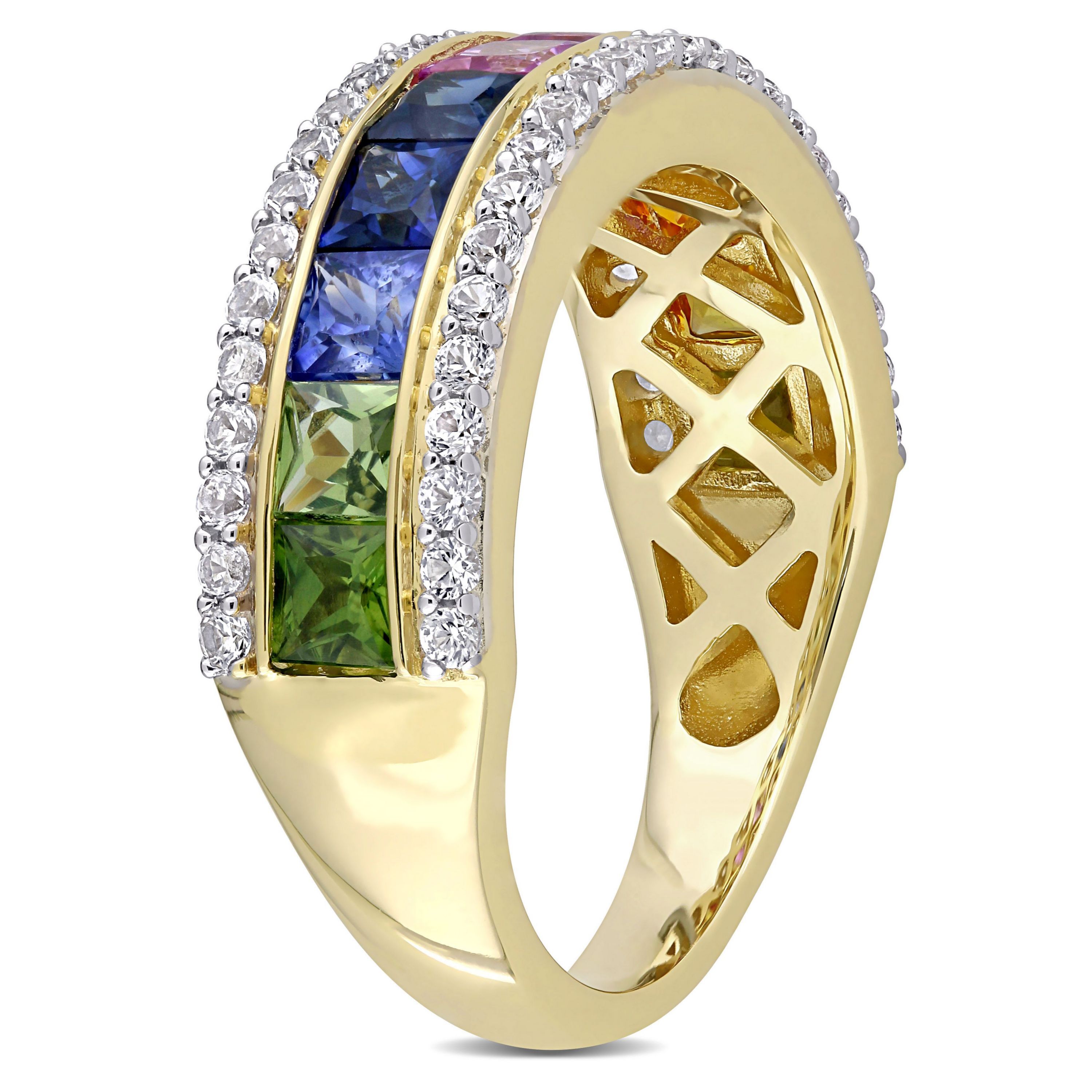 Multi-Color Sapphire Ring in 14K Yellow Gold