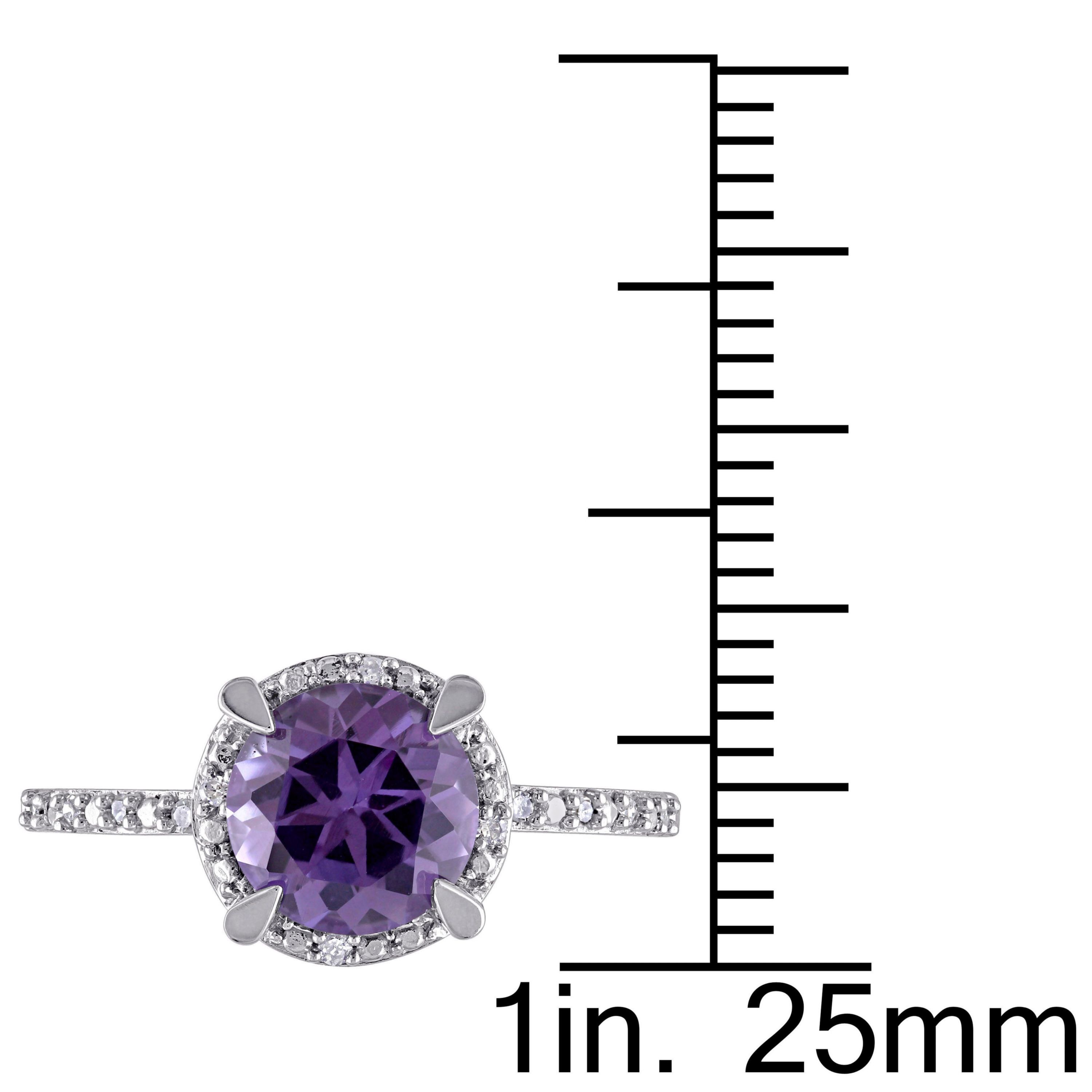 Simulated Alexandrite and Diamond Accent Halo Ring in 10K White Gold