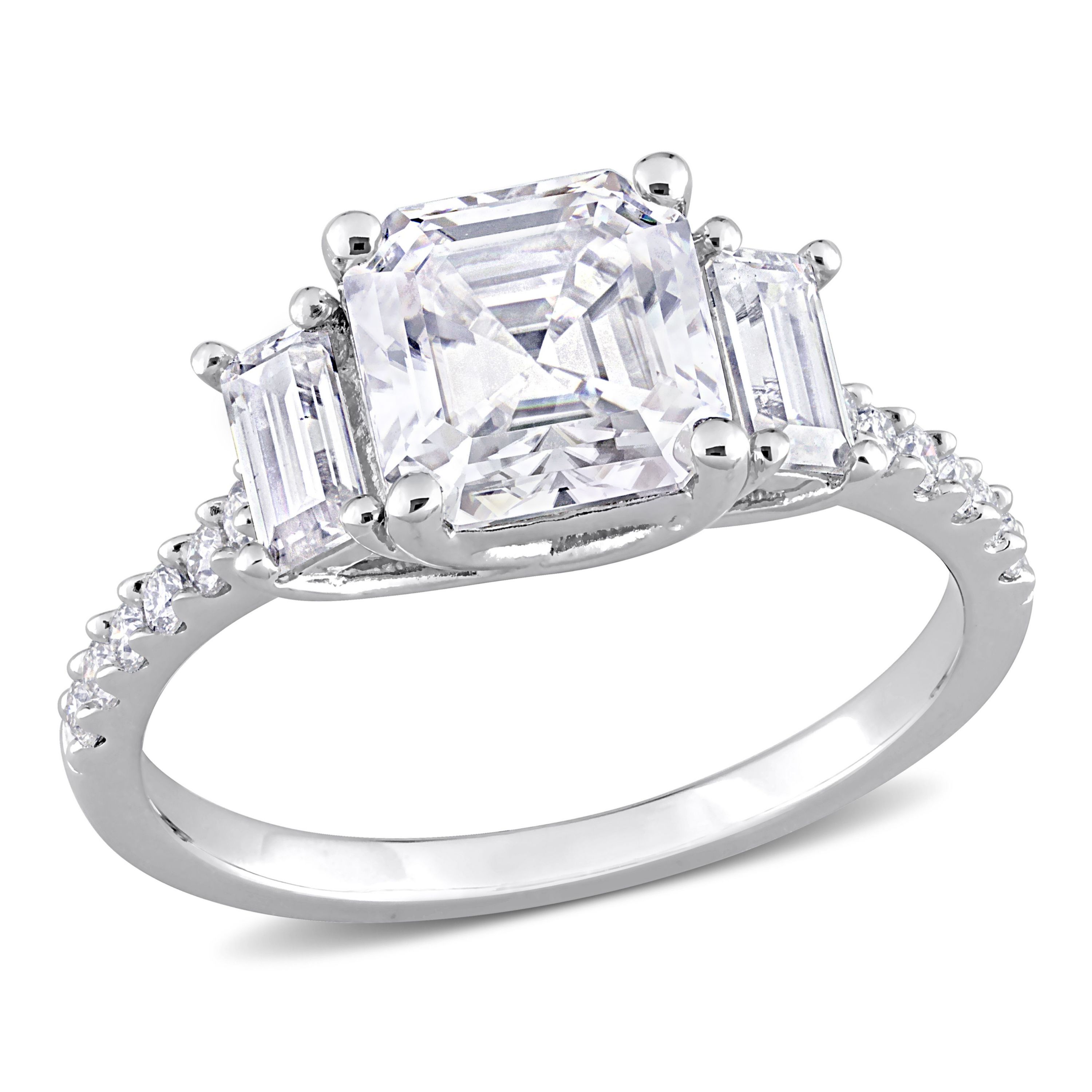 Lab Created Created White Moissanite Cocktail Ring in Sterling Silver