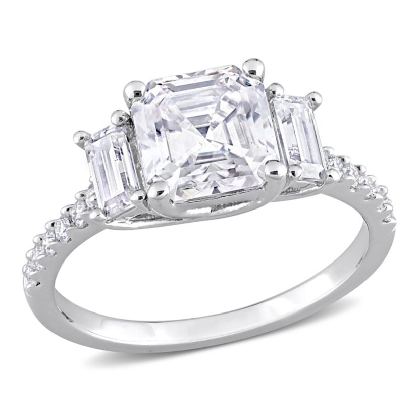 Lab Created Created White Moissanite Cocktail Ring in Sterling Silver