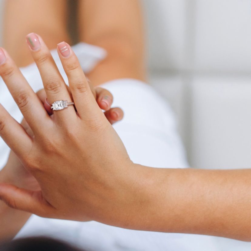 Lab Created Created White Moissanite Cocktail Ring in Sterling Silver