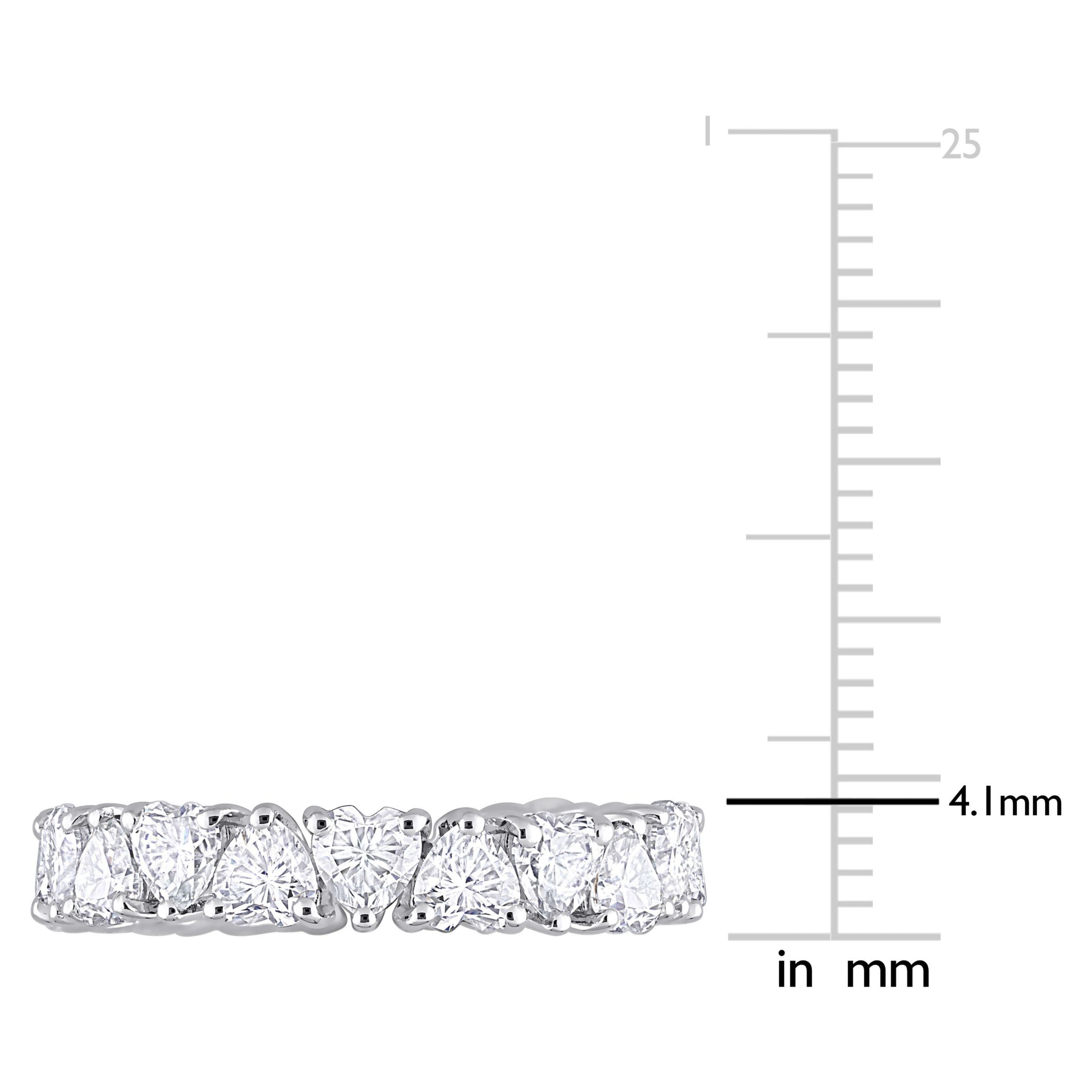 Lab Created Created White Moissanite Heart Eternity Ring in Sterling Silver