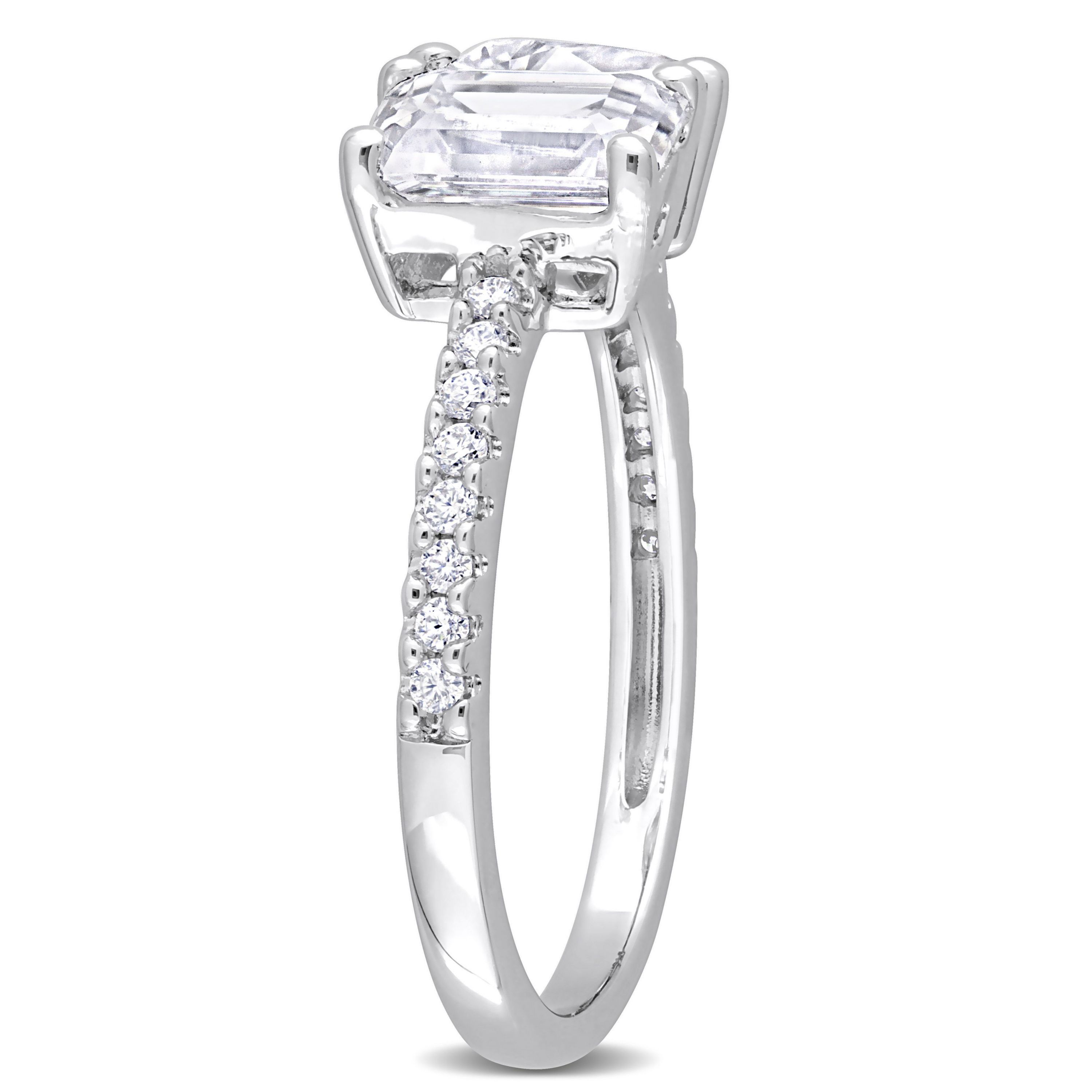 Lab Created Created White Moissanite 2-Stone Ring in Sterling Silver