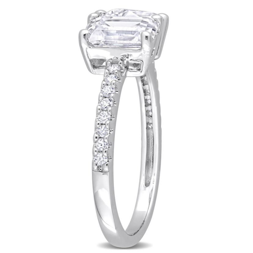 Lab Created Created White Moissanite 2-Stone Ring in Sterling Silver