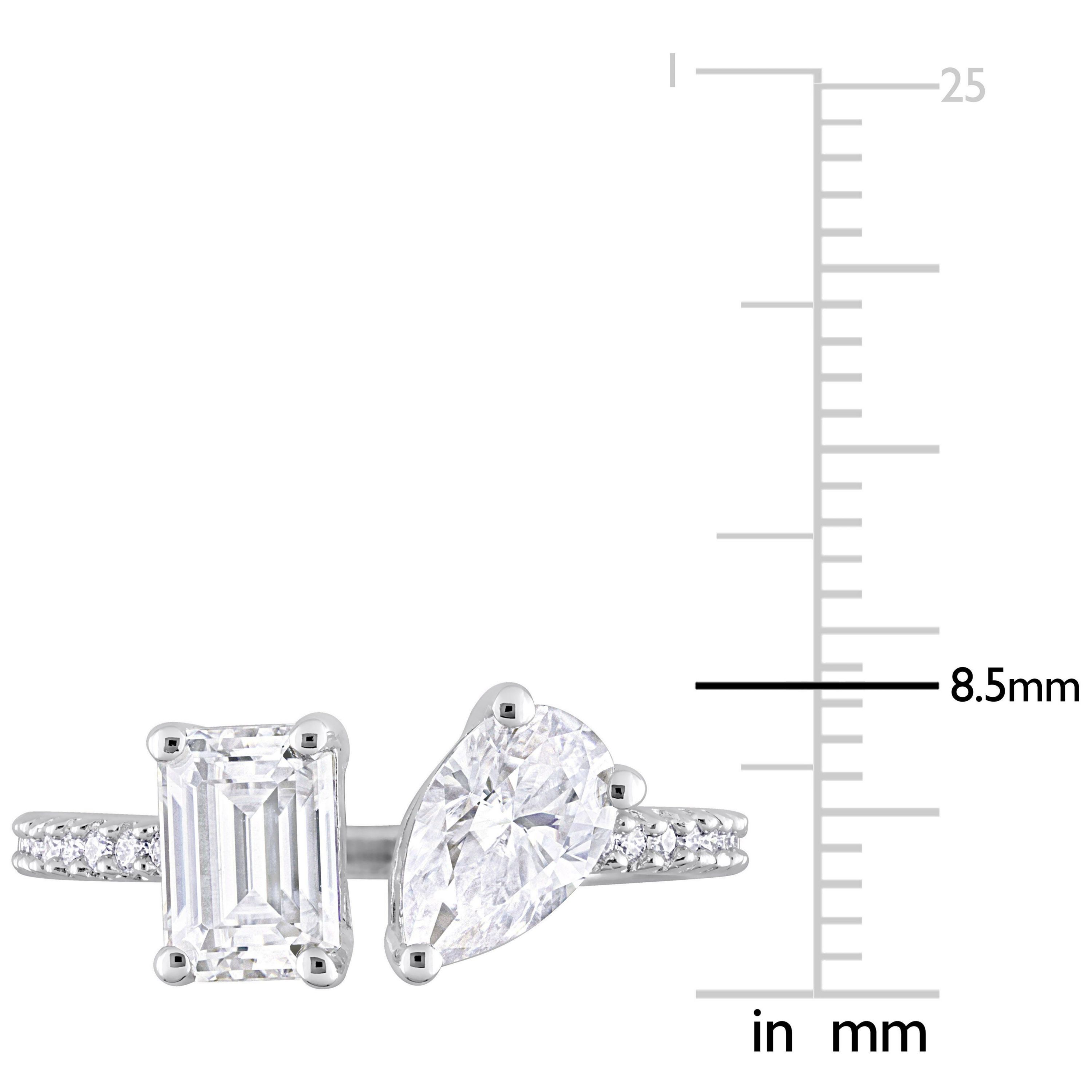 Lab Created Created White Moissanite 2-Stone Ring in Sterling Silver