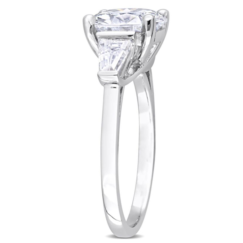 Lab Created Created White Moissanite 3-Stone Ring in Sterling Silver