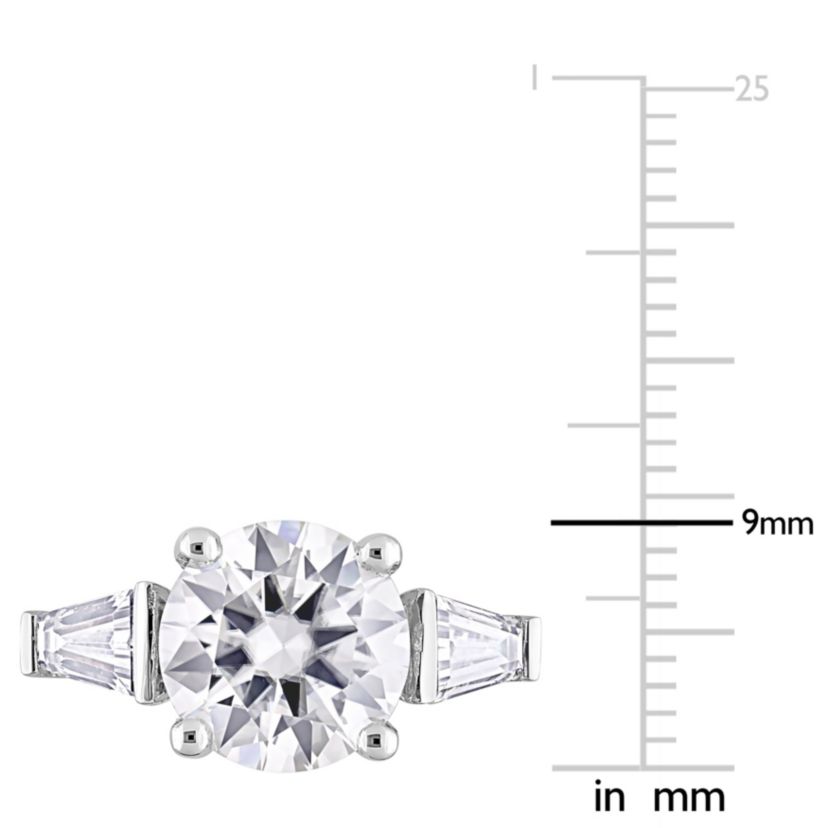 Lab Created Created White Moissanite 3-Stone Ring in Sterling Silver