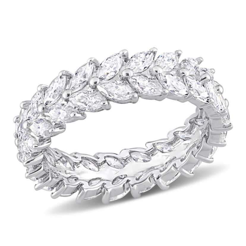 Lab Created Created White Moissanite Eternity Ring in Sterling Silver