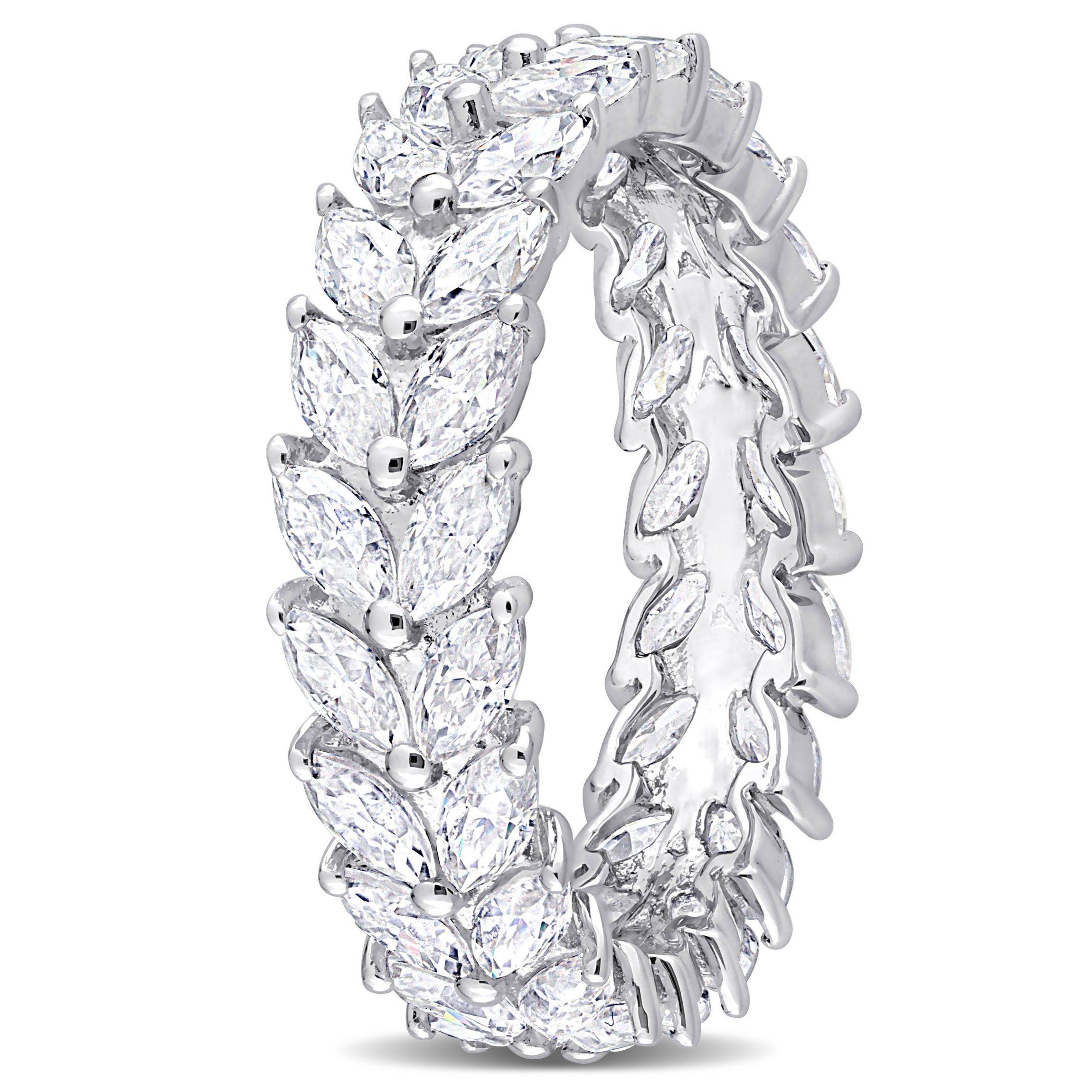 Lab Created Created White Moissanite Eternity Ring in Sterling Silver