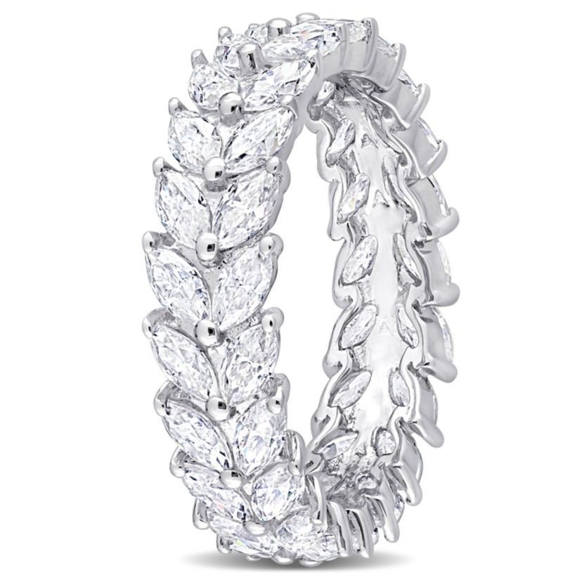 Lab Created Created White Moissanite Eternity Ring in Sterling Silver