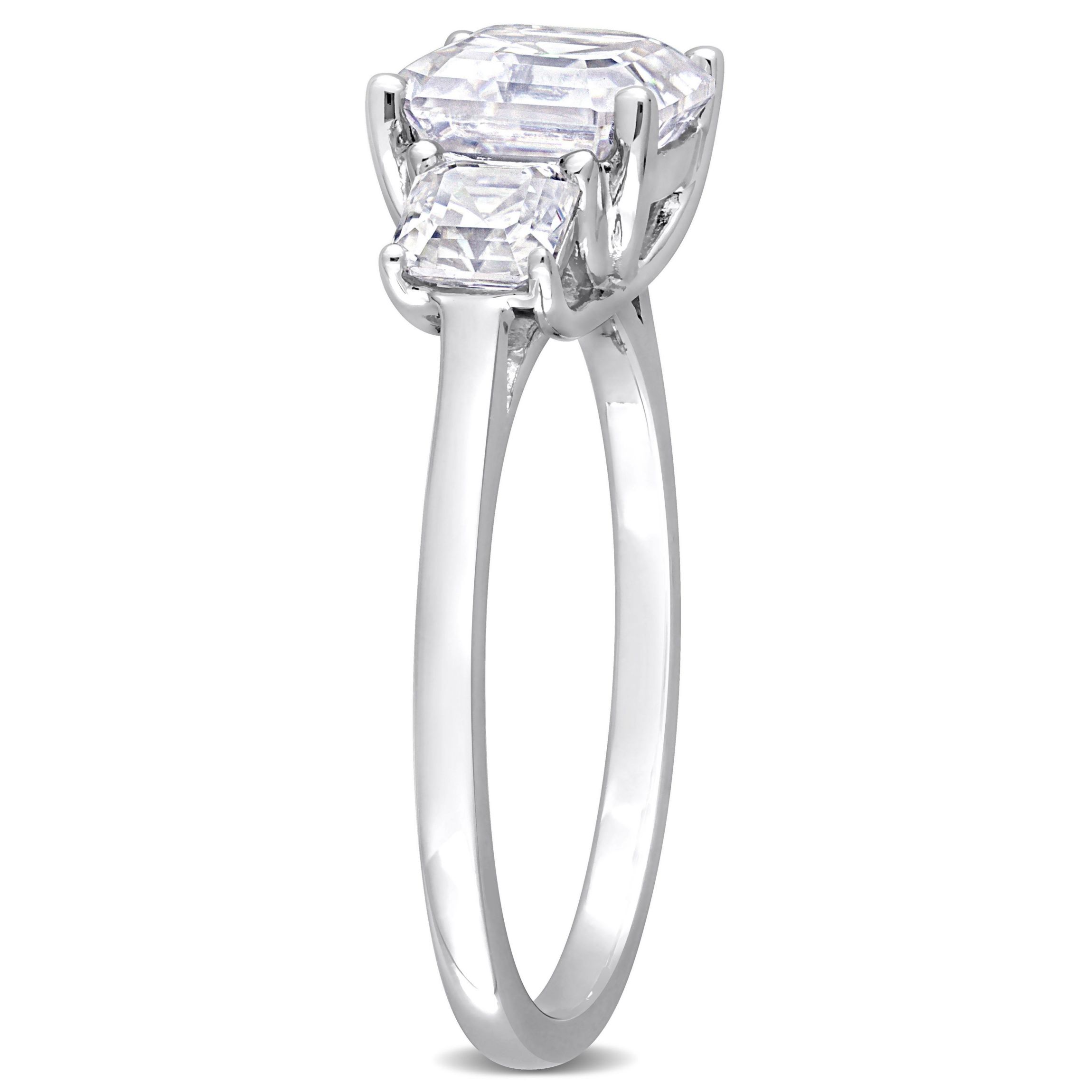 Lab Created Created White Moissanite 3-Stone Ring in Sterling Silver