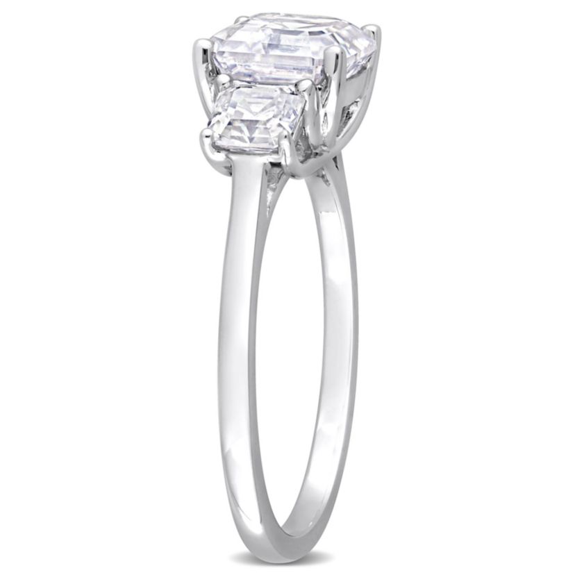 Lab Created Created White Moissanite 3-Stone Ring in Sterling Silver