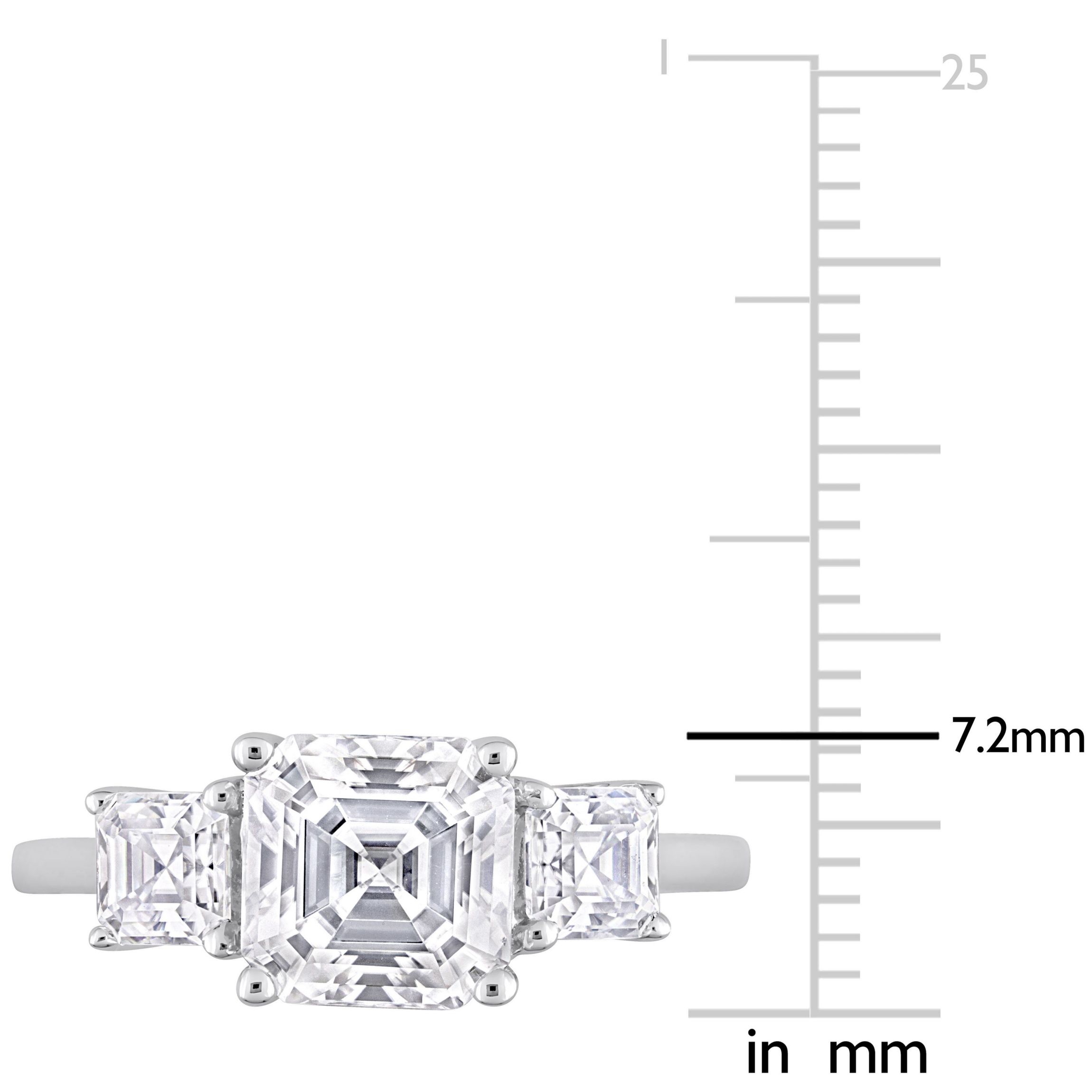 Lab Created Created White Moissanite 3-Stone Ring in Sterling Silver