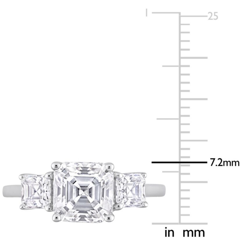 Lab Created Created White Moissanite 3-Stone Ring in Sterling Silver