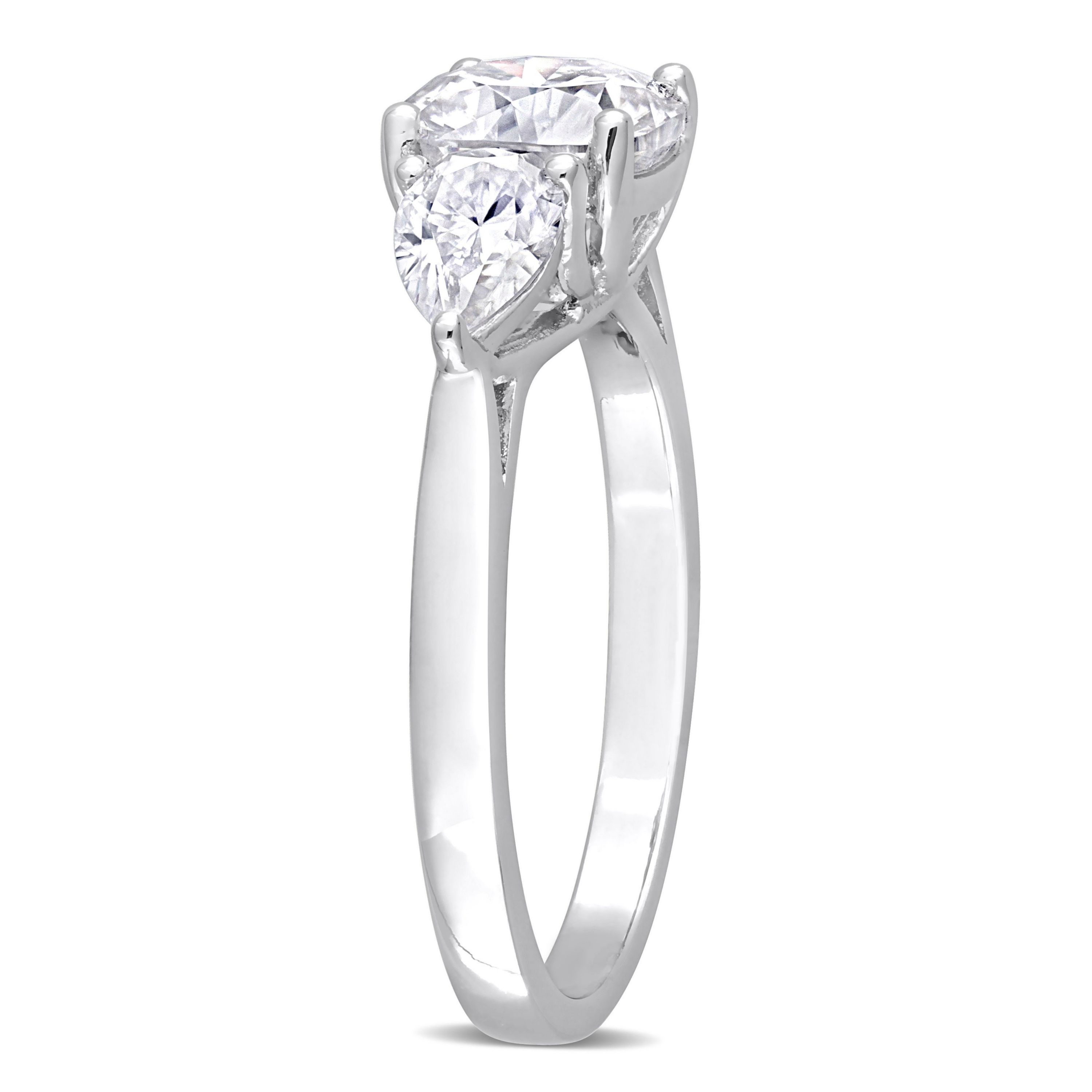 Lab Created Created White Moissanite 3-Stone Ring in Sterling Silver