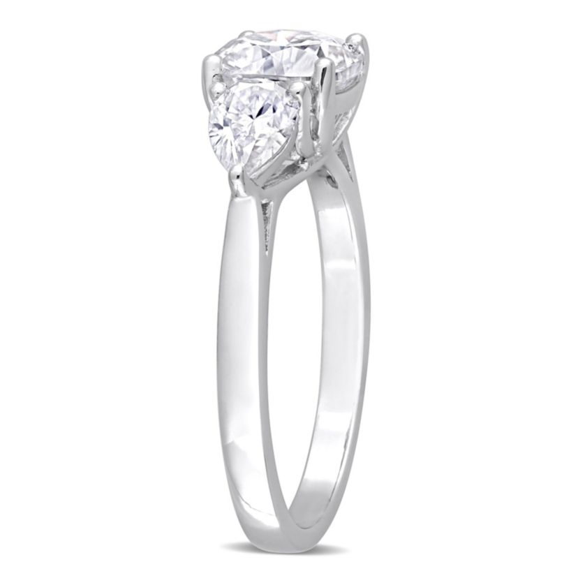 Lab Created Created White Moissanite 3-Stone Ring in Sterling Silver