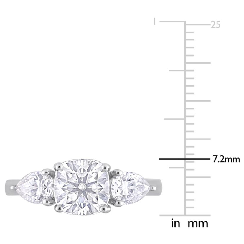 Lab Created Created White Moissanite 3-Stone Ring in Sterling Silver