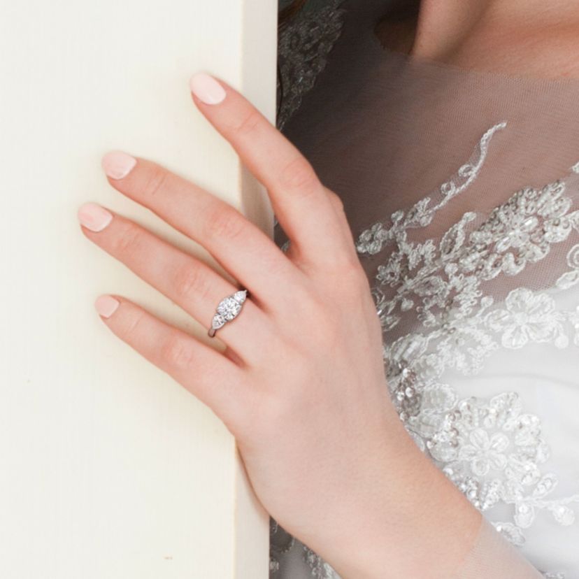 Lab Created Created White Moissanite 3-Stone Ring in Sterling Silver